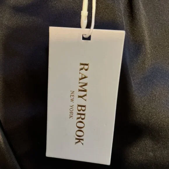 NWT Ramy Brook Lily Black Faux Vegan Leather Wrap Mini Dress | Size 4 - Picture 8 of 9